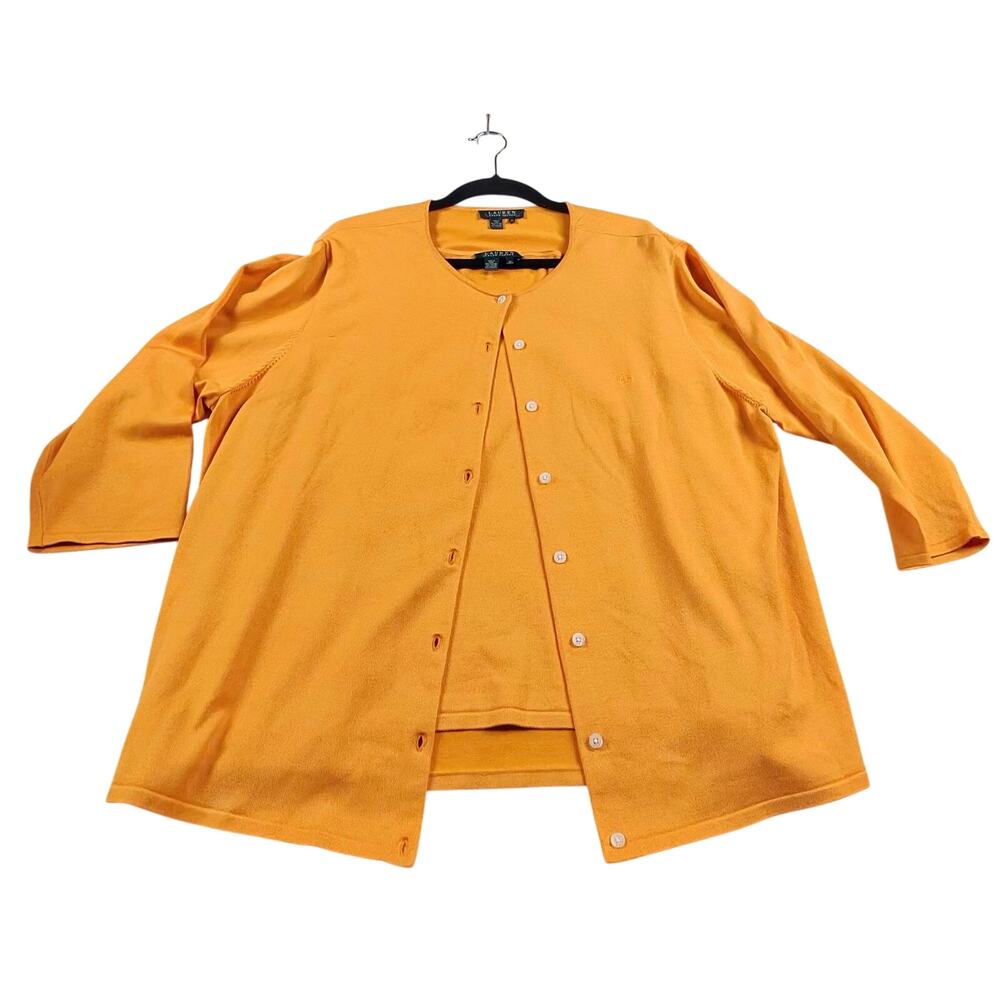 Lauren Ralph Lauren 3X Silk Blend Cardigan Tank Set Orange Plus Size 0018